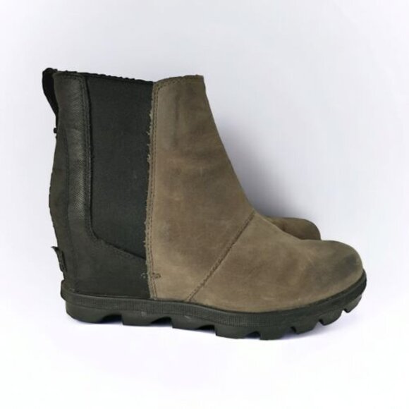 Sorel Wedge Boot Joan of Arctic Lea Wedge Chelsea Quarry Black SZ 9 - Picture 4 of 9